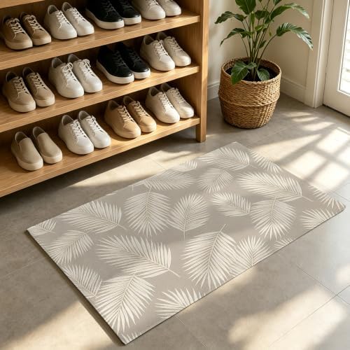 Taupe Palm Leaves Door Mat Indoor Welcome Mats Front Door Mat Outside