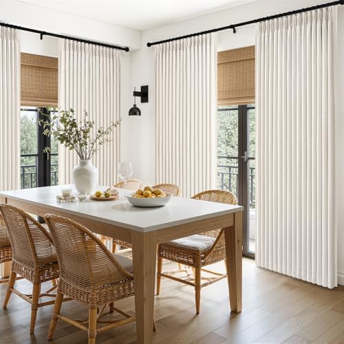 Black Out Living Room Boho Curtains 63 Inch Long 2 Panels Set,Pinch