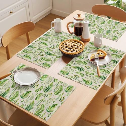 Placemats Set of 8, Spring Leavse Woven Placemat, Linen Place Mats for
