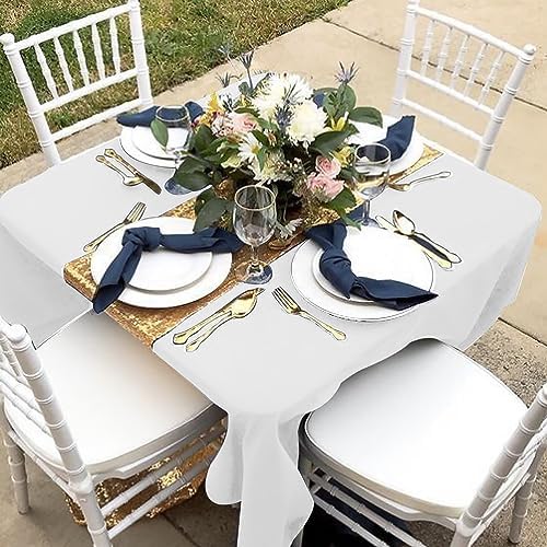 Fitable 6 Pack White Square Tablecloths 70x70 Inch for 2-4 Ft Tables
