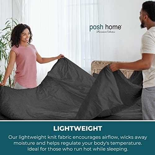 Posh Home King Size Jersey Knit Sheet Set, 4-Piece - Soft & Breathable