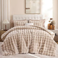 YIKUSH King Faux Fur Soft Comforter Set, Fluffy Linen Rabbit Fur