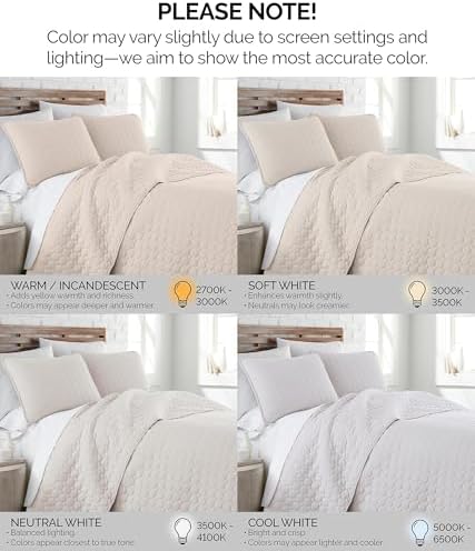 Beige King Quilt Set with 2 Quilted Pillow Shams, Summer Bedspread