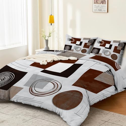 Brushed Microfiber Duvet Cover Abstract Geometric Circles Squares