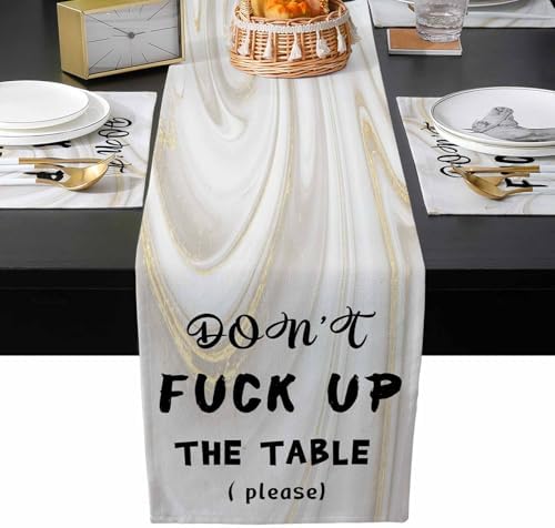 Don't Up The Table Table Runner and Placemats Set of 4 Cotton Linen