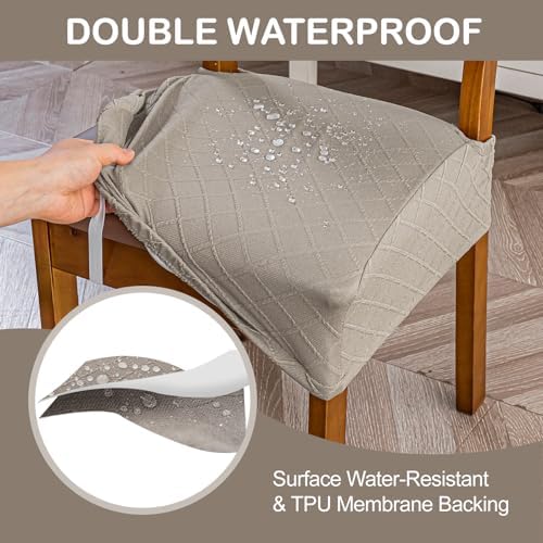 Genina Waterproof Chair Covers for Dining Room,Set of 6,Taupe