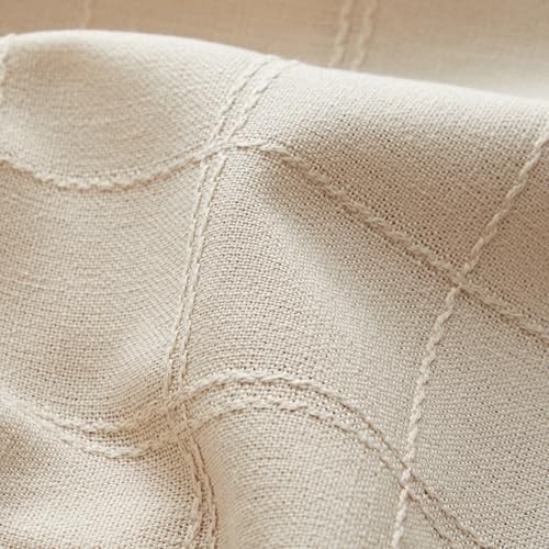 ZeeMart Linen Checked Square Table Cloth 60x60 Inch Neutral Beige