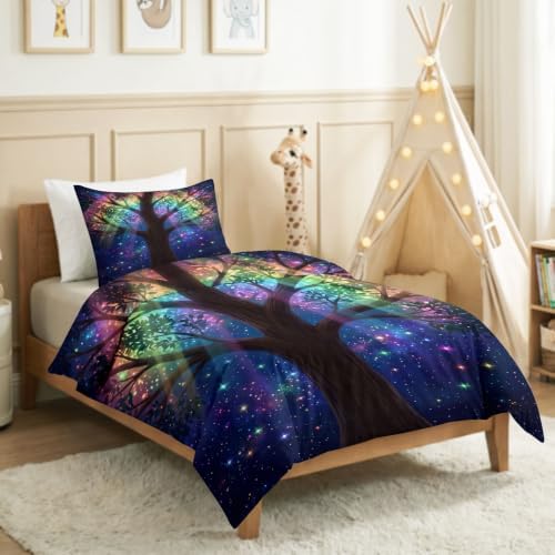 King Duvet Cover Set Soft Microfiber Fantasy Glowing Tree