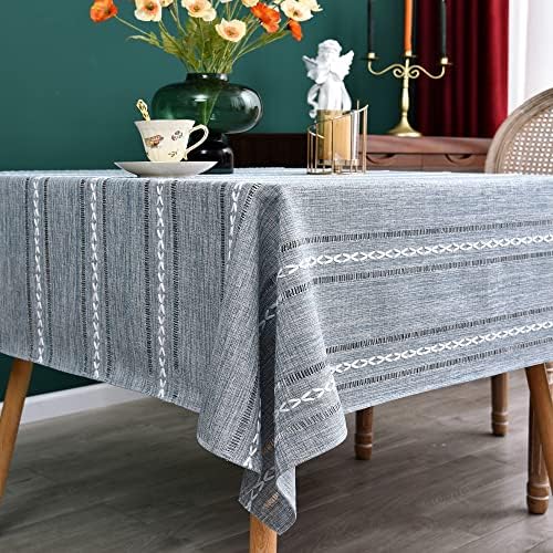 NEWISHER Farmhouse Embroidered 70x70 Inch Square Tablecloth Linen