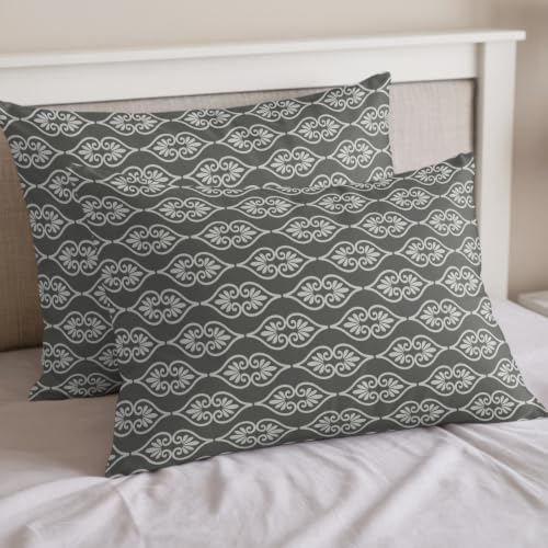 Grey Boho Duvet Cover Full Size Bedding Set 4 Pieces, 1