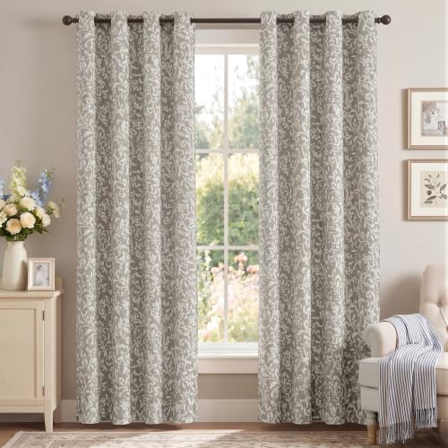 jinchan Taupe Grey Blackout Curtains 84 Inch Farmhouse Grommet 2