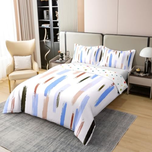 Manfei Geometric Stripe Kids Bedding Set King Size 100% Cotton,Simple