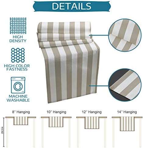 Table Runner and Placemats Set of 6 Tan and White Stripe Decorative
