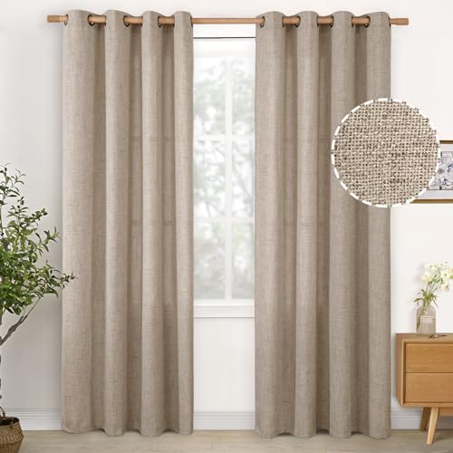 YoungsTex Oatmeal Linen Curtains for Living Room, Burlap Drapes