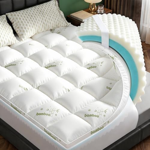 Queen Mattress Topper, Dual Layer 4.5" Memory Foam Mattress Topper