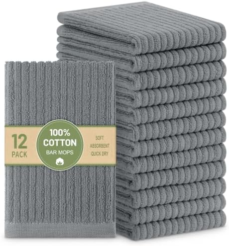 Homaxy 100% Cotton Kitchen Dish Cloths 12 Pack, 12"x12" Dish Rags