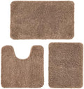 MIULEE Light Brown Bathroom Rugs and Mats Set 3 Pieces