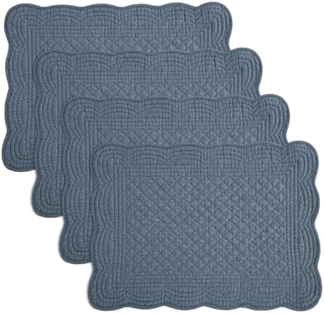 HOMBYS Quilted Placemats Set of 4 Washable-Rectangular Placemats for