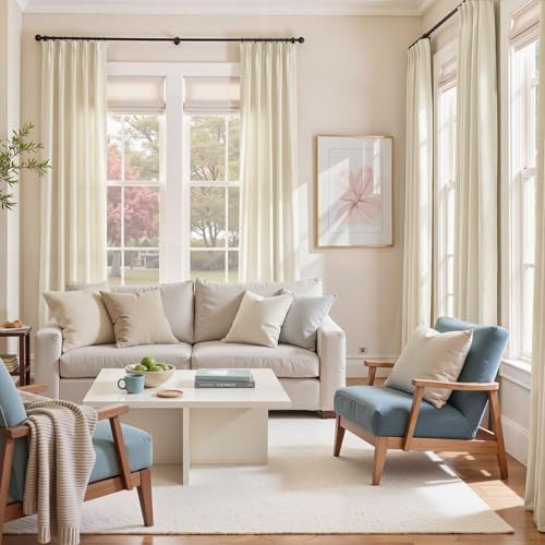 Nemia Ivory White Velvet Curtains Thermal Insulated Blackout Curtain