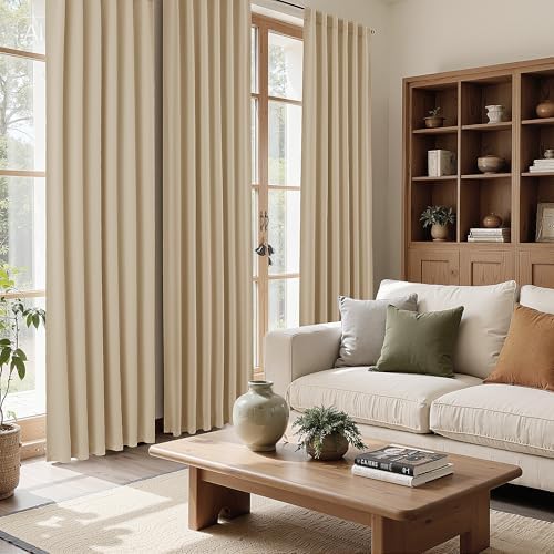 Beige Curtains 72 Inches Long Room Darkening Thermal Insulated Drapes