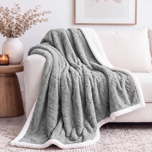 SUPERIOR Fleece Reversible Lattice Blanket, Decorative Blankets for