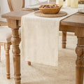 Shatex Burlap Farmhouse Table Runner 14x108 Inch, 100% Jute Soft