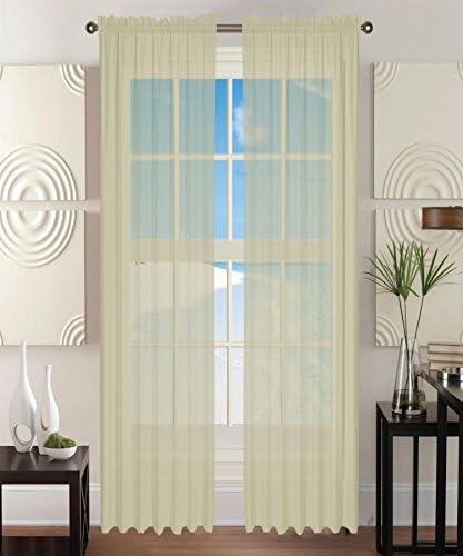 Elegant Comfort 2-Piece Sheer Window Curtain/Panel with 2" Rod Pocket