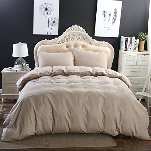 100% Natural Cotton Duvet Cover Queen Size Taupe 3 Pcs Set