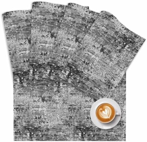 Placemats Set of 8, Black Grey Gradient Table Mats Washable Non-Slip