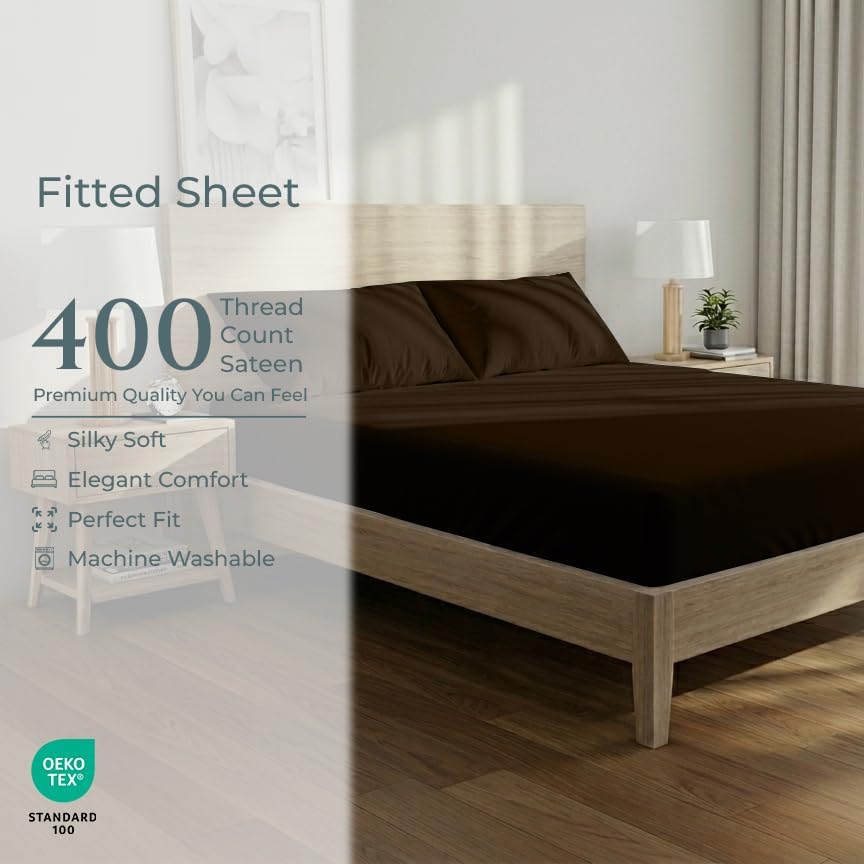 Royale Linens 400 Thread Count 100% Cotton Fitted Sheet King