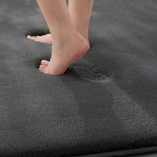 MINIDEAR Bathroom Rugs 24x17 Volcanic Gray - Thick Memory Foam Bath