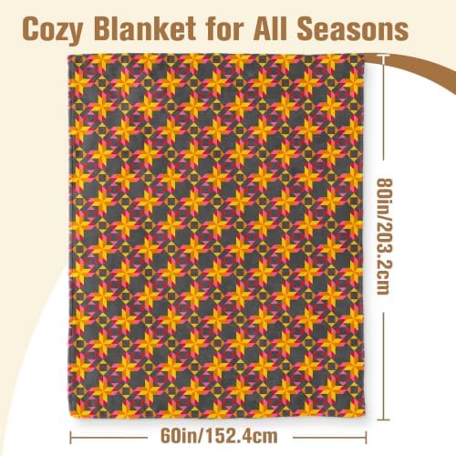 Aimego Retro Geometric Throw Blanket 60 x 80, Boho Fleece Blanket