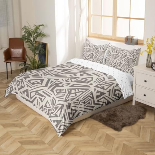 Erosebridal Light Gray Geometric Teens Duvet Cover 3 Piece Bohemian