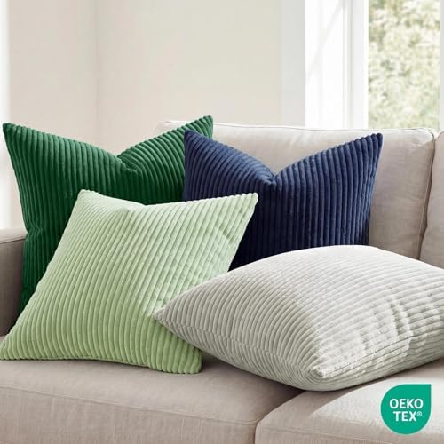 Softalker Throw Pillow Covers 18x18, Set of 2 Decorative Soft Corduroy