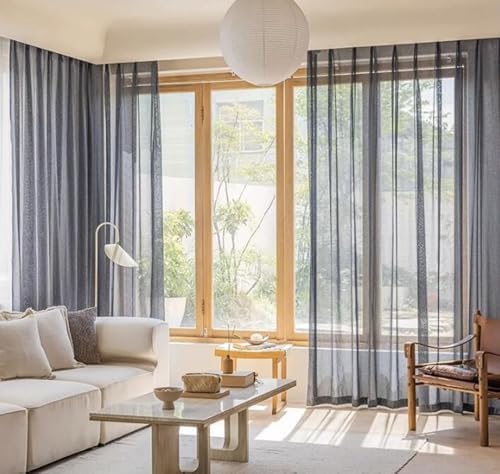 Beydodo Curtains Living Room 63 Inch Length, Window Curtains Semi