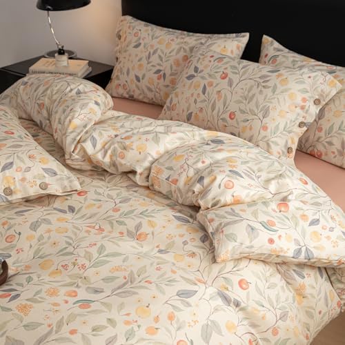 HighBuy Boho Leaf Linen Duvet Cover Twin XL for Girls Textured Quilt