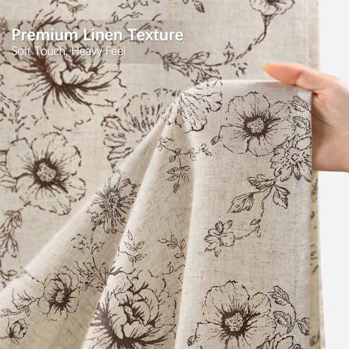 Farmhouse Floral Vintage Shower Curtain for Bathroom, Brown and Tan
