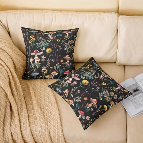 jejeloiu Cartoon Mushrooms Throw Pillow Covers Set of 2 Mushroom