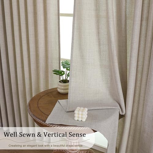 Extra Wide Pinch Pleated Curtains 120 Inches Long, Soft Airy Textured