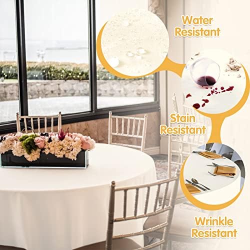 BRILLMAX 8 Pack Ivory Round Tablecloths 90 Inch for 60" Tables