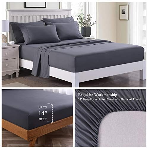 JML Bed Sheet, 6 Pieces Queen Sheet Set Deep Pocket Up to 14" - Luxury