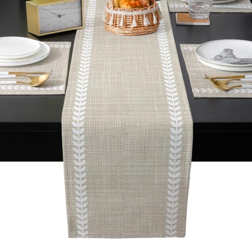 Rustic Khaki Linen Table Runner and Placemats Set of 4 Boho Farmhouse