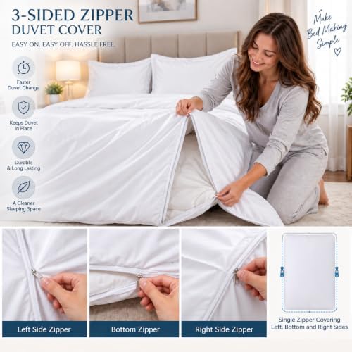 3 Sided Zipper Closure 3PC Duvet Cover Set, California King