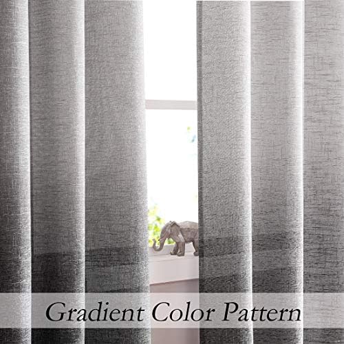 Central Park Ombre Backtab Semi Sheer Curtain, Cream White to Gray