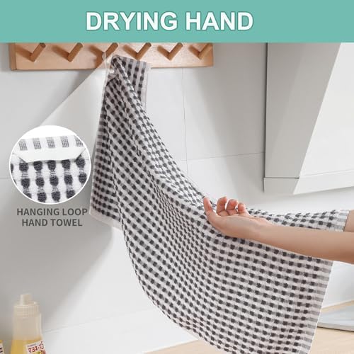 SALAS Cotton Dish Towels Cloths for Kitchen Drying Dishes, Lattice
