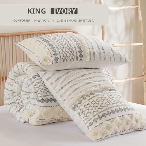 INK+IVY King Comforter Set, Boho Comforters, Breathable Cotton Bed