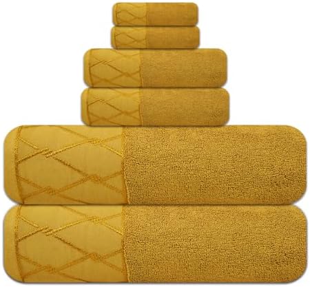 6-Piece Jacquard Bath Towel Set – 100% Cotton 600 GSM Luxury Towels
