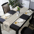 Sea Ray Table Runner and Placemats Set of 6 Beige Plaid Cotton Linen