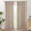 YoungsTex Oatmeal Linen Farmhouse Curtains 84 Inches Long for Living