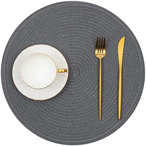 SHACOS Round Placemats Set of 6 Washable 15 inch Round Table Mats